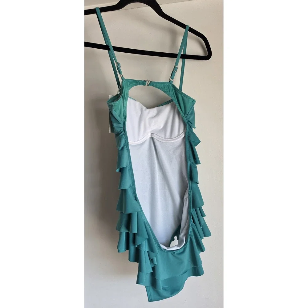 NWT Xinxueeryongyi Women L Teal One Piece Swimsuit Swimwear Sleeveless Bathing